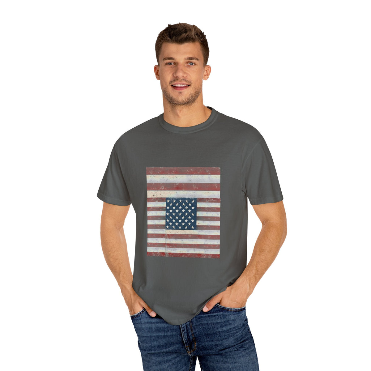 Patriotic Garment-Dyed T-Shirt | Perfect for 4th of July, Memorial Day, Casual Wear, Gifts, Americana Style Printify