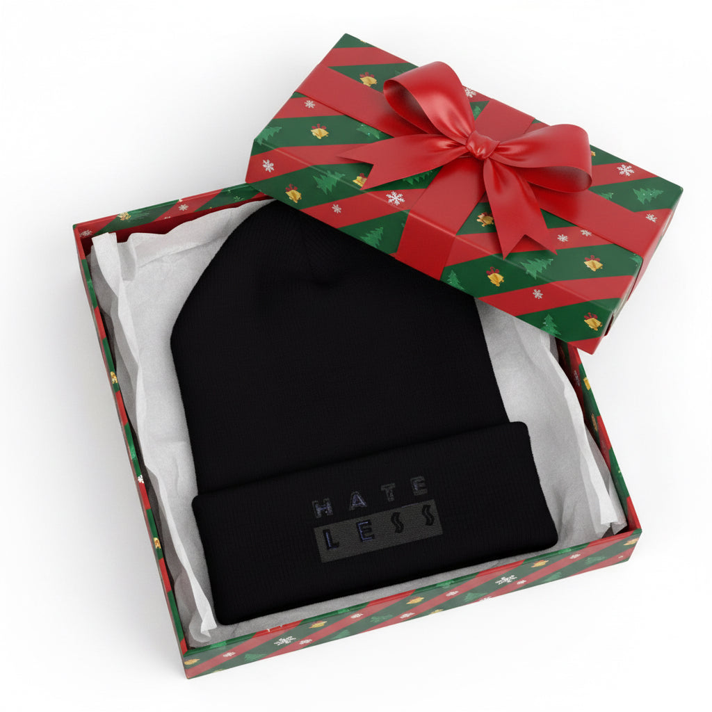 Hate Less Classic Cuffed Beanie - Stylish Winter Hat for Positive Vibes Printify