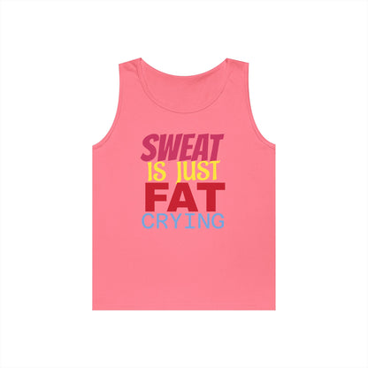 Sweat is Just Fat Crying Tank Top, Motivational Gym Shirt, Fitness Apparel, Unisex Workout Top, Summer Activewear, Gift for Fitness [...] Printify