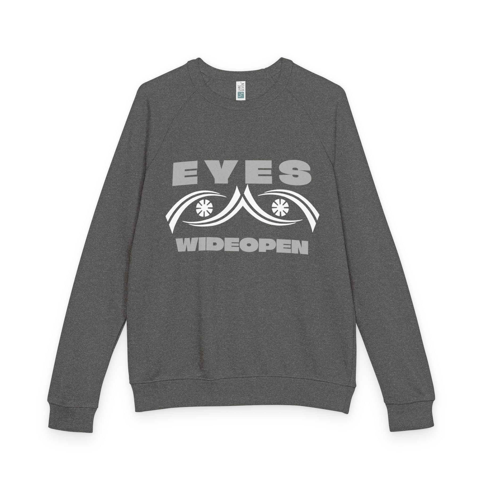 Eyes Wide Open Unisex French Terry Crewneck Sweatshirt, Cozy Casual Clothing, Gift for Friends, Relaxed Fit Sweater, Cool Graphic Design Printify