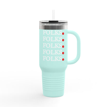 Folk-Inspired Insulated Travel Mug, 40oz - Perfect for Coffee Lovers, Outdoor Adventures, Family Gatherings, Gift Idea Printify