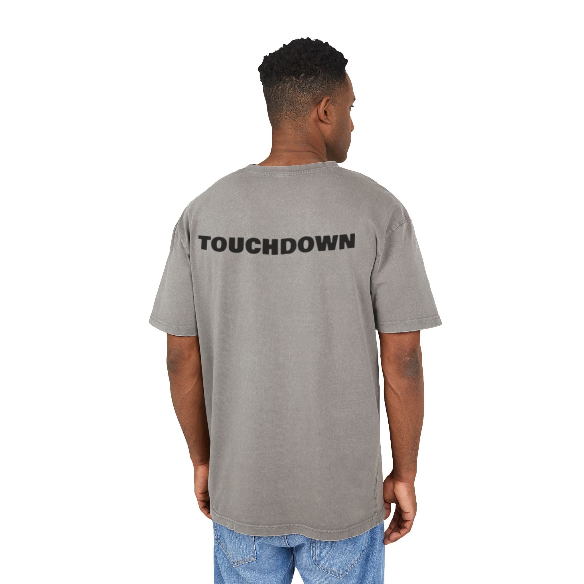 Men's Acid Washed Oversized Tee, Touchdown Graphic Shirt, Casual Style Tee, Gifts for Football Fans, Streetwear Essential