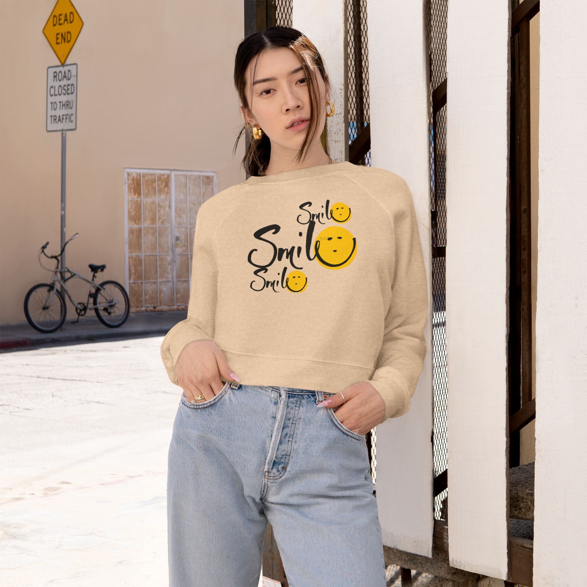 Smile Smile Smile Cropped Fleece Pullover