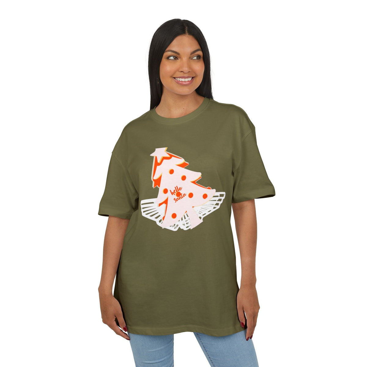 Christmas Oversize Tee - hello Santa Printify