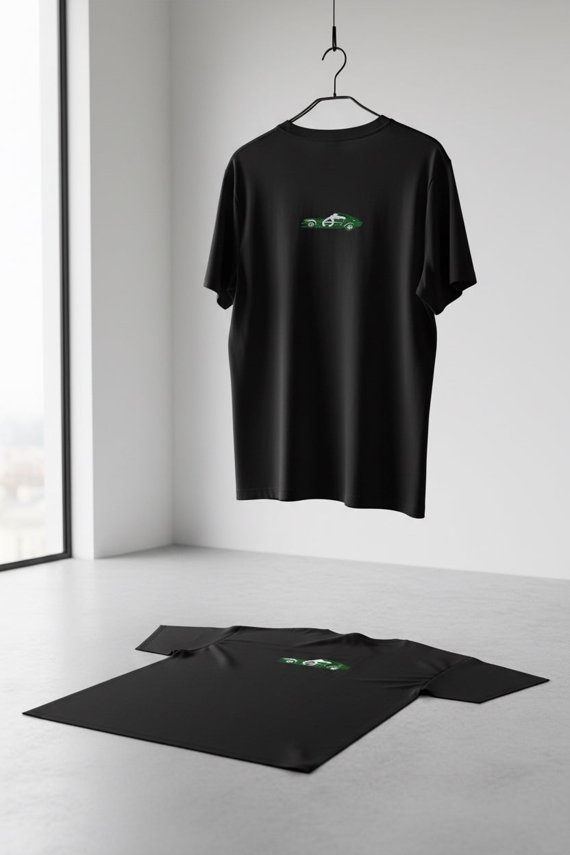 Vintage Racing Car T‑Shirt — Green Retro Muscle Car Graphic
