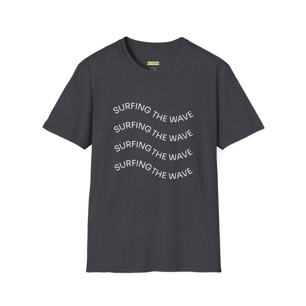 Surfing the Wave Unisex Softstyle T-Shirt, Beachwear, Summer Apparel, Gift for Surfers, Casual Tee, Surfing Theme Shirt