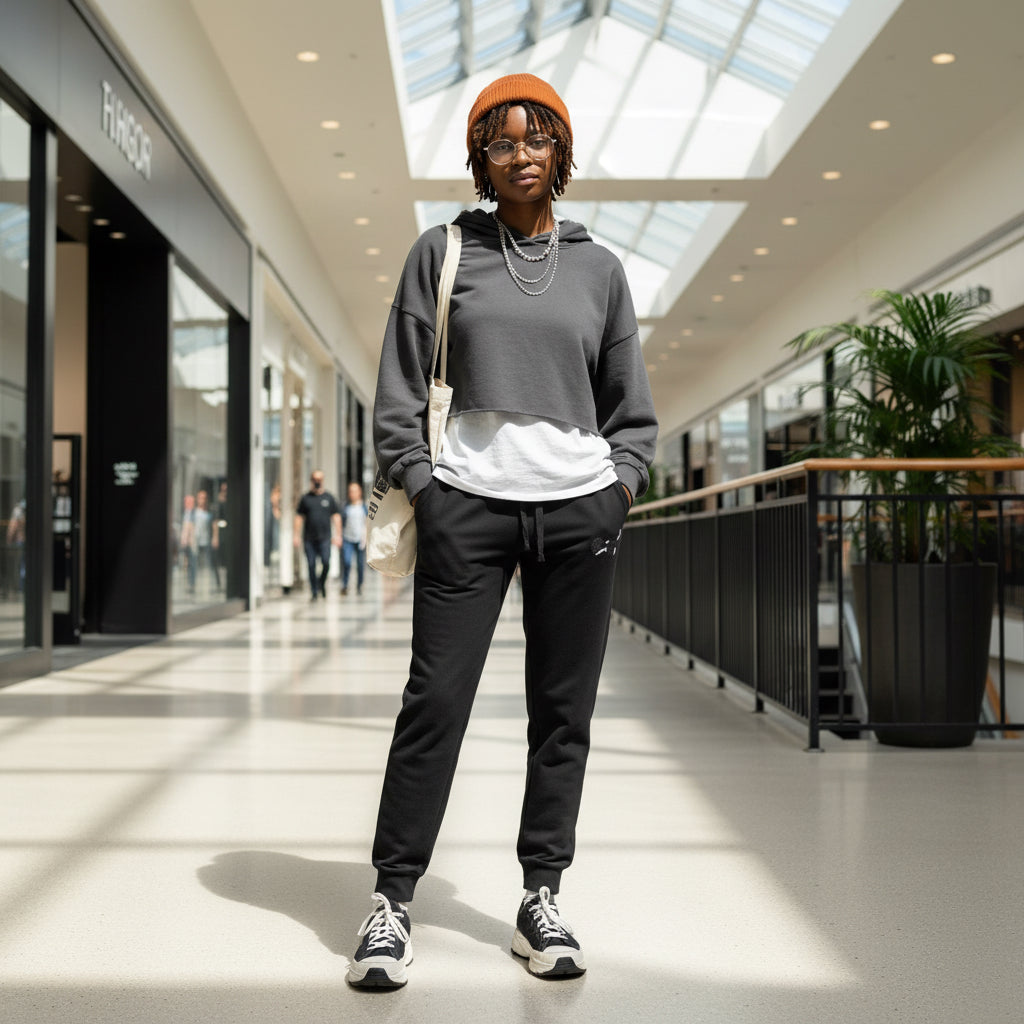 Cozy Cat Embroidered Fleece Sweatpants for Relaxation & Lounging Printify