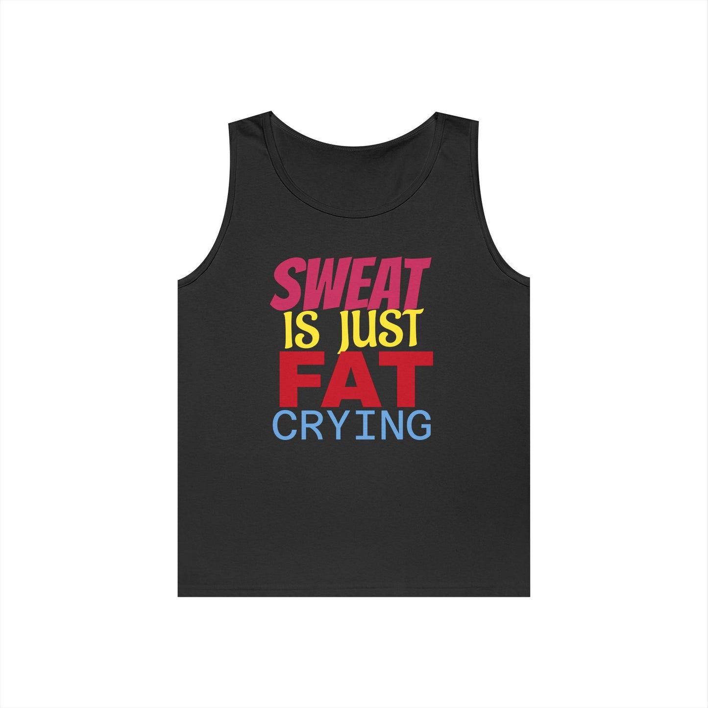 Sweat is Just Fat Crying Tank Top, Motivational Gym Shirt, Fitness Apparel, Unisex Workout Top, Summer Activewear, Gift for Fitness [...] Printify