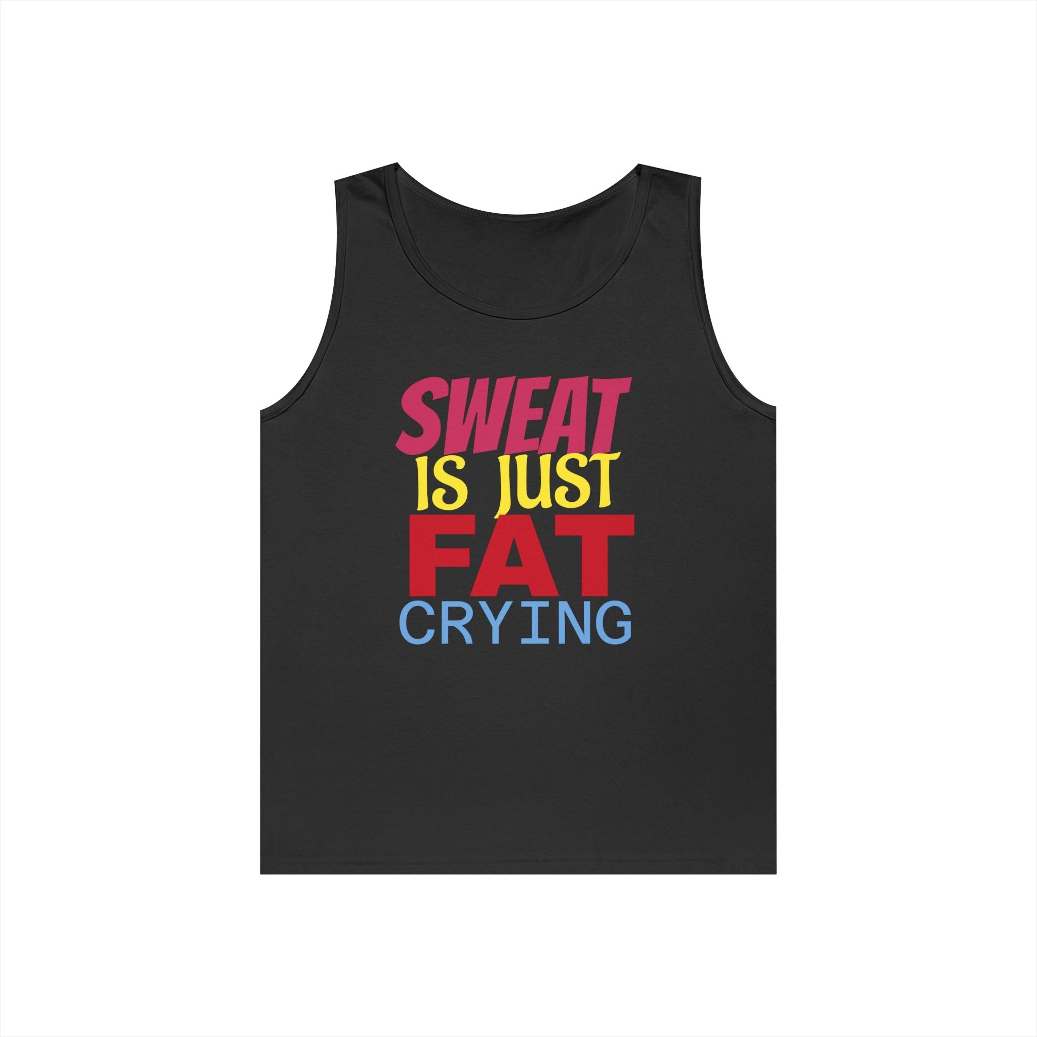 Sweat is Just Fat Crying Tank Top, Motivational Gym Shirt, Fitness Apparel, Unisex Workout Top, Summer Activewear, Gift for Fitness [...] Printify