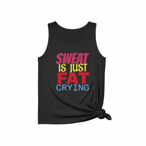 Sweat is Just Fat Crying Tank Top, Motivational Gym Shirt, Fitness Apparel, Unisex Workout Top, Summer Activewear, Gift for Fitness [...] Printify