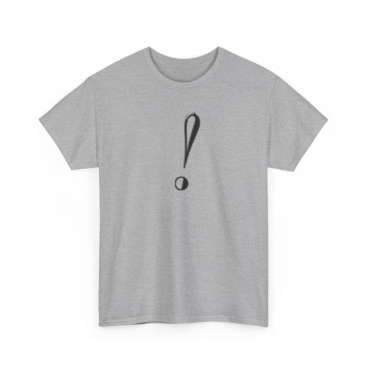 Unisex Heavy Cotton Tee with Bold Exclamation Mark Design - Casual Statement Shirt