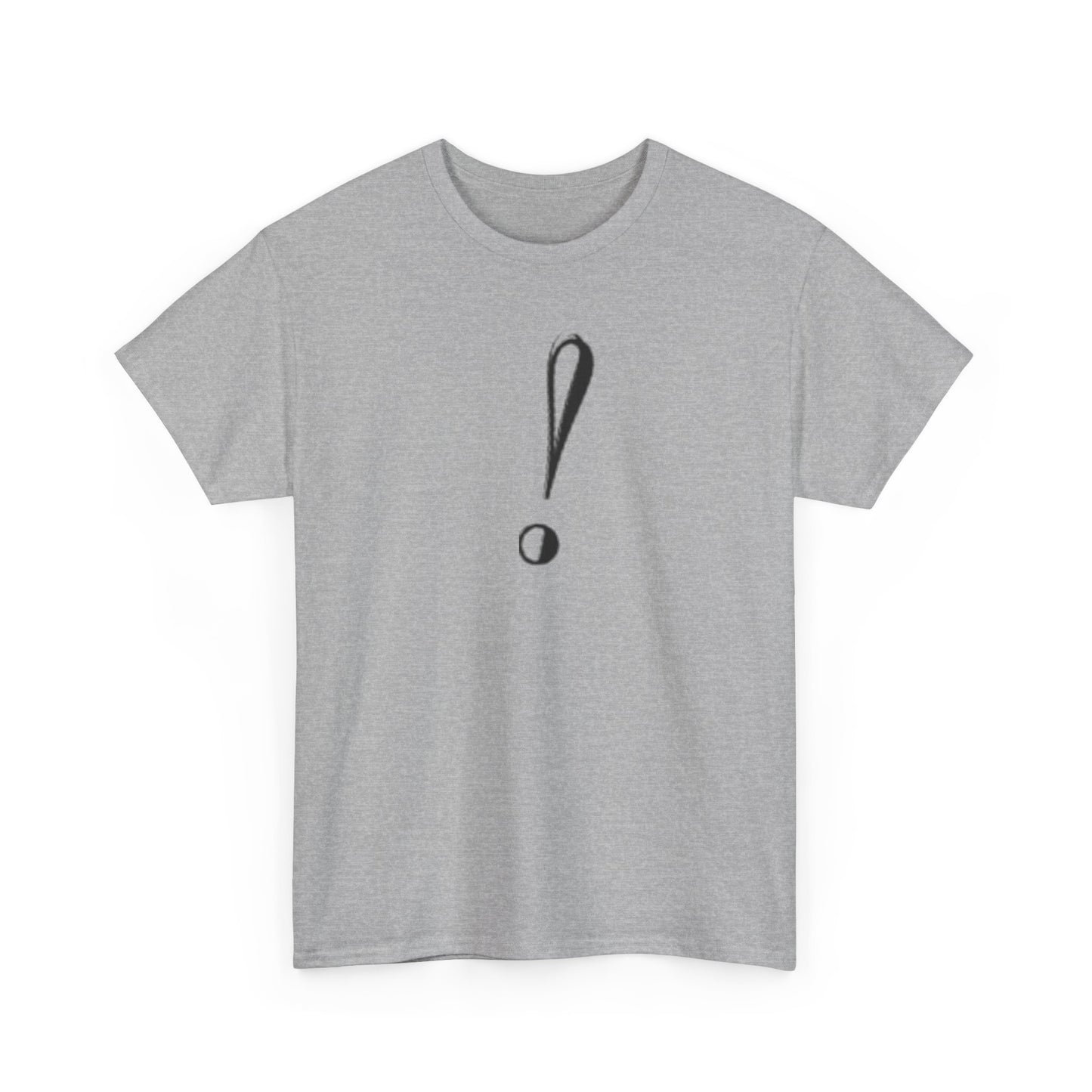 Unisex Heavy Cotton Tee with Bold Exclamation Mark Design - Casual Statement Shirt