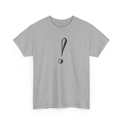 Unisex Heavy Cotton Tee with Bold Exclamation Mark Design - Casual Statement Shirt
