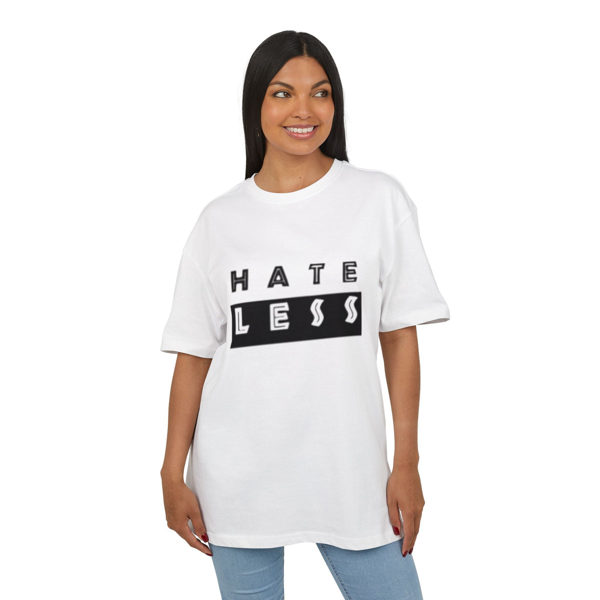 Hate Less Unisex Heavy Oversize Tee - Casual Statement Shirt for Positive Vibes