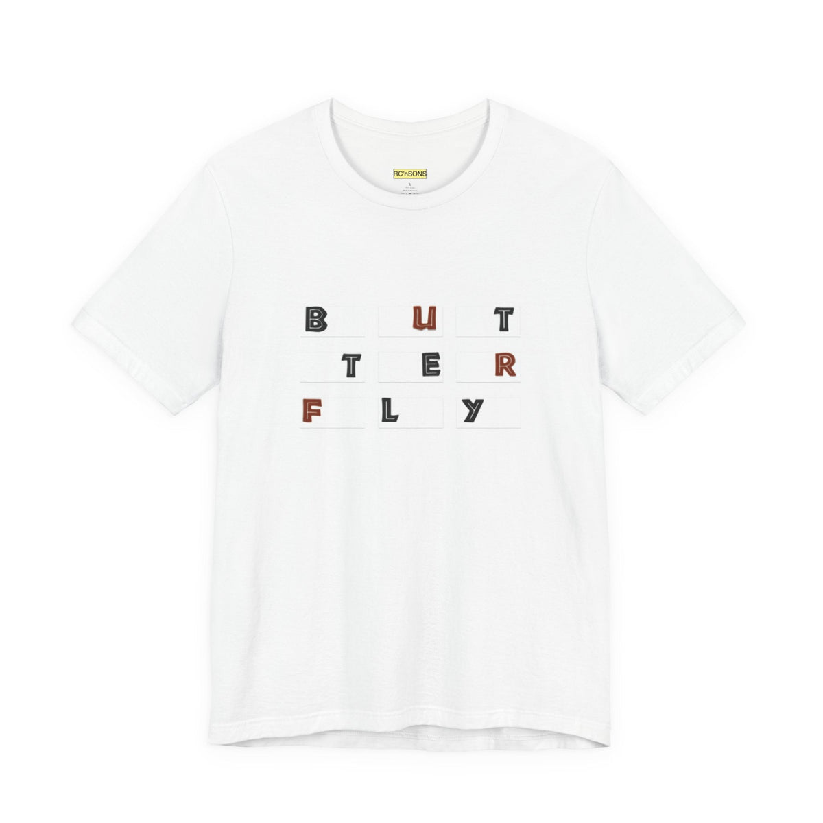 Butterfly Text Unisex Tee, Stylish Graphic Shirt, Casual Wear, Perfect Gift for Nature Lovers, Comfortable Everyday Top Printify