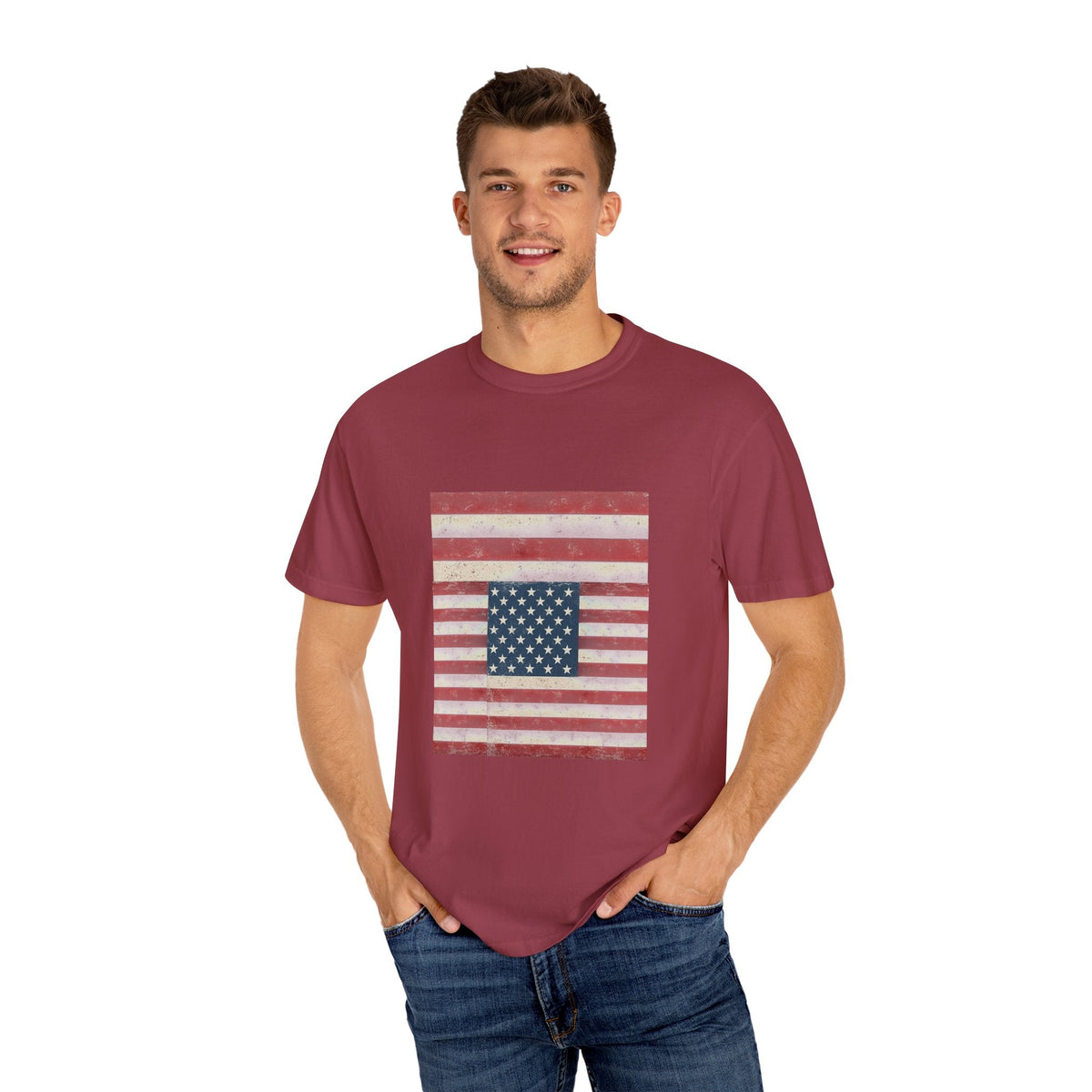 Patriotic Garment-Dyed T-Shirt | Perfect for 4th of July, Memorial Day, Casual Wear, Gifts, Americana Style Printify