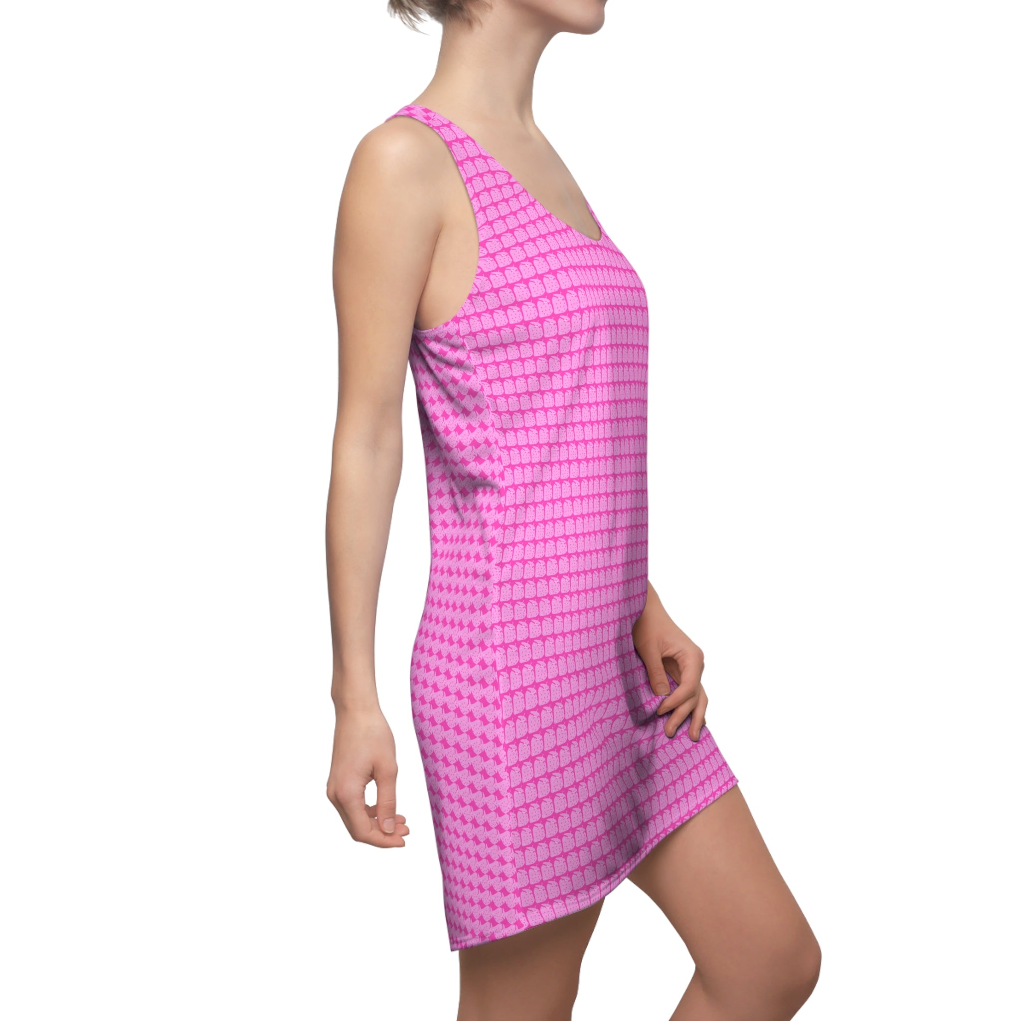 Chic Pink Racerback Dress, Summer Dress, Casual Wear