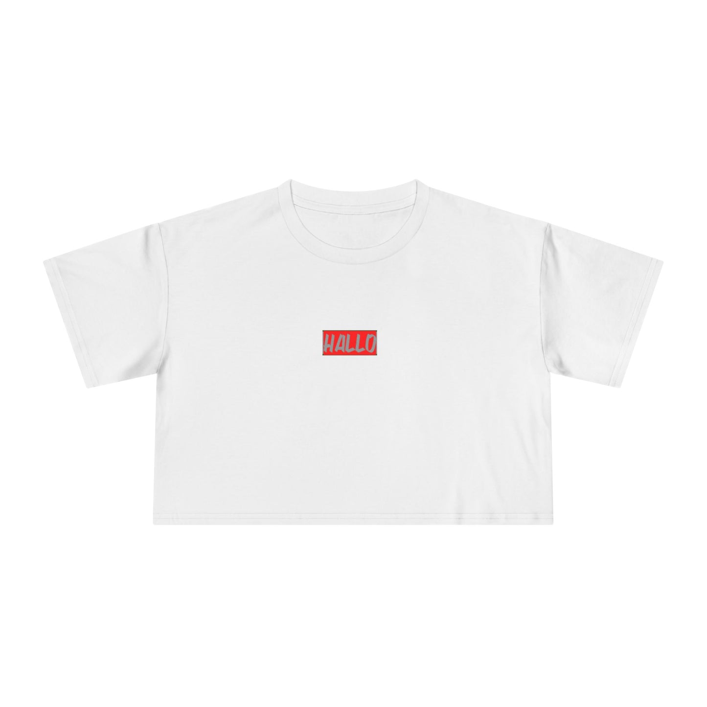 Women's Crop Tee - 'HALLO' Graphic Tee for Casual Style