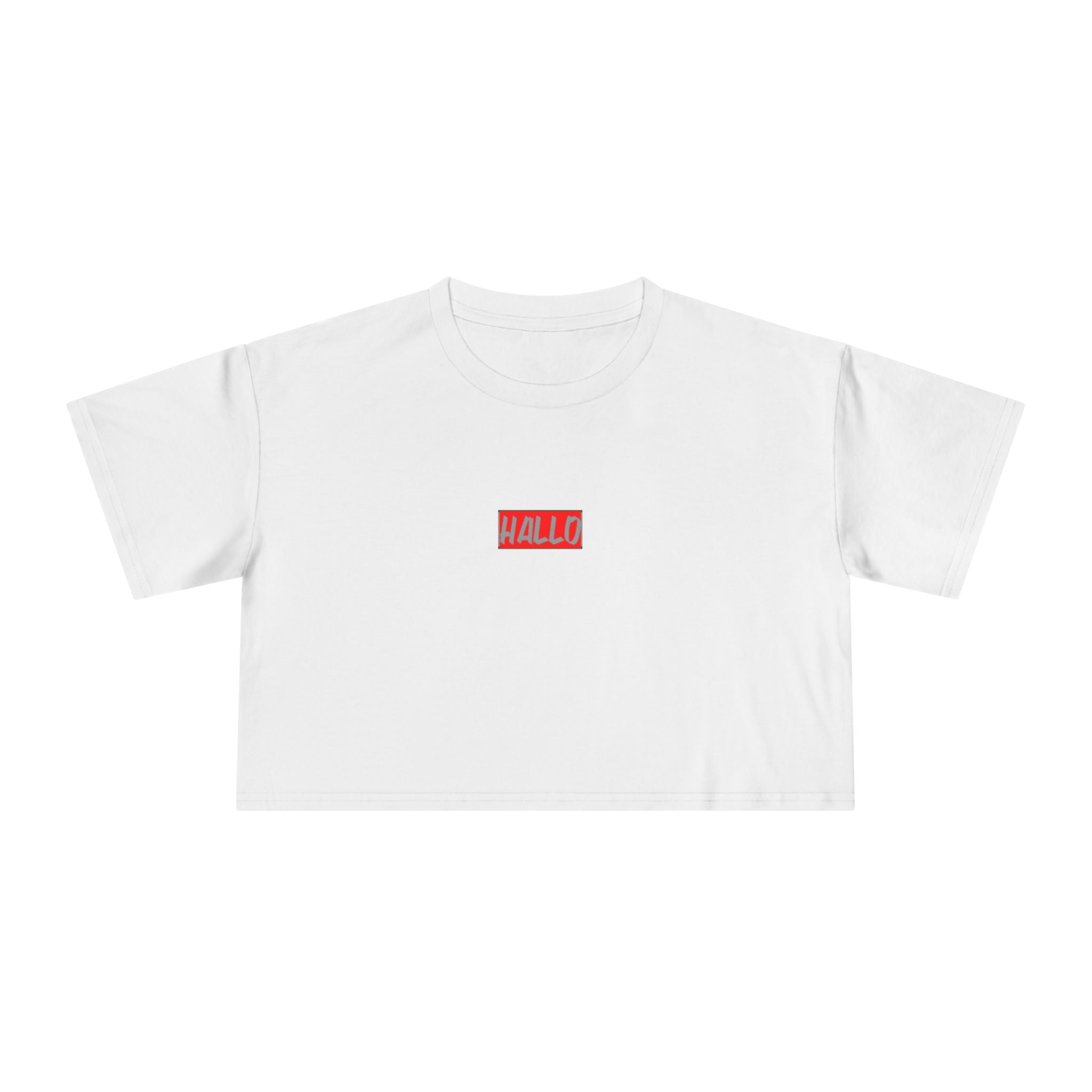 Women's Crop Tee - 'HALLO' Graphic Tee for Casual Style