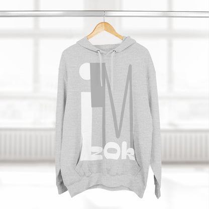 Hoodie with 'I'M zOk' Design - Three-Panel Fleece
