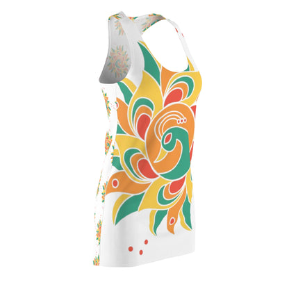 Vibrant Floral Racerback Dress, Summer Dress, Boho Style Dress, Beachwear, Festival Outfit, Casual Day Dress