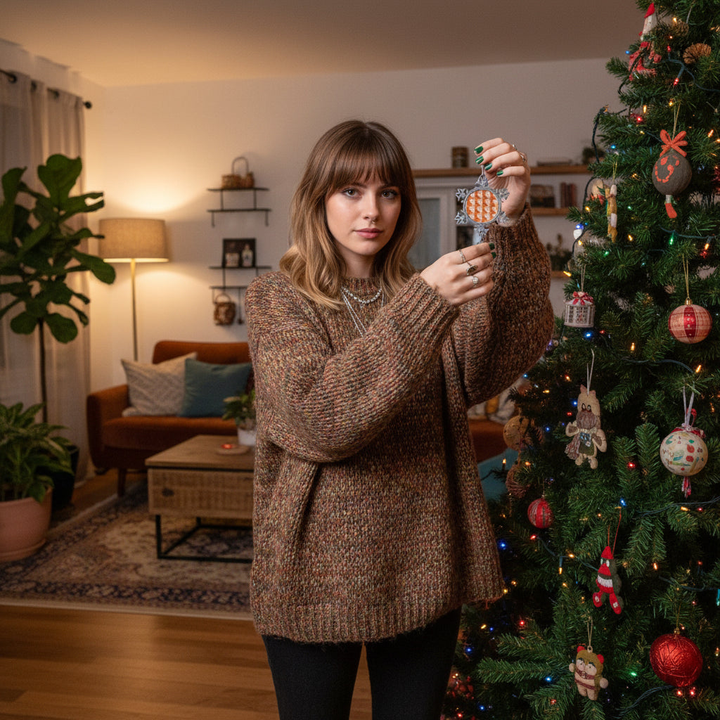 Pewter Snowflake Ornament - Hello Santa Design Printify