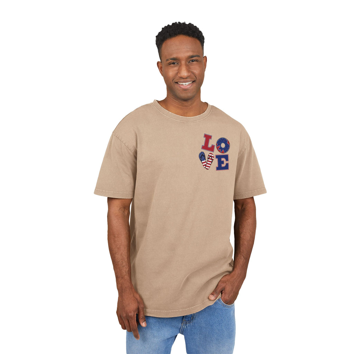 Unisex Tee - Love Acid Washed Heavy Oversize T-Shirt for Casual Comfort