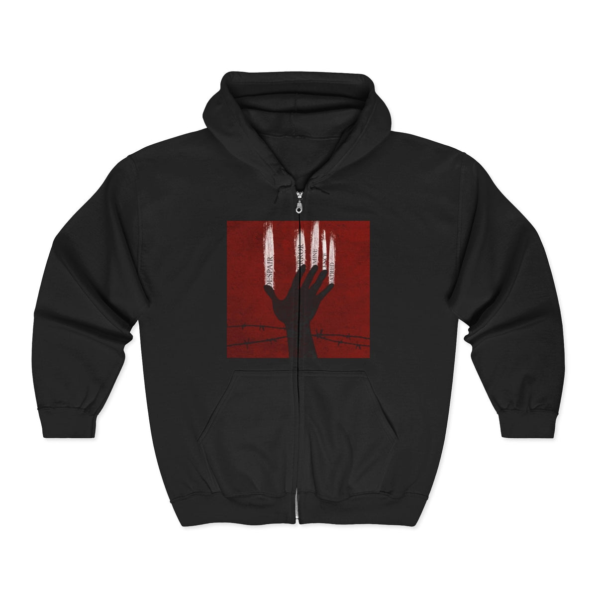 Unisex Zip Hoodie - Perfect for Spooky Season, Scary Movie Nights, Gift for Horror Fans, Unique Sweatshirt, Cozy Warmth Printify