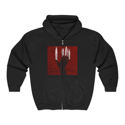 Unisex Zip Hoodie - Perfect for Spooky Season, Scary Movie Nights, Gift for Horror Fans, Unique Sweatshirt, Cozy Warmth Printify