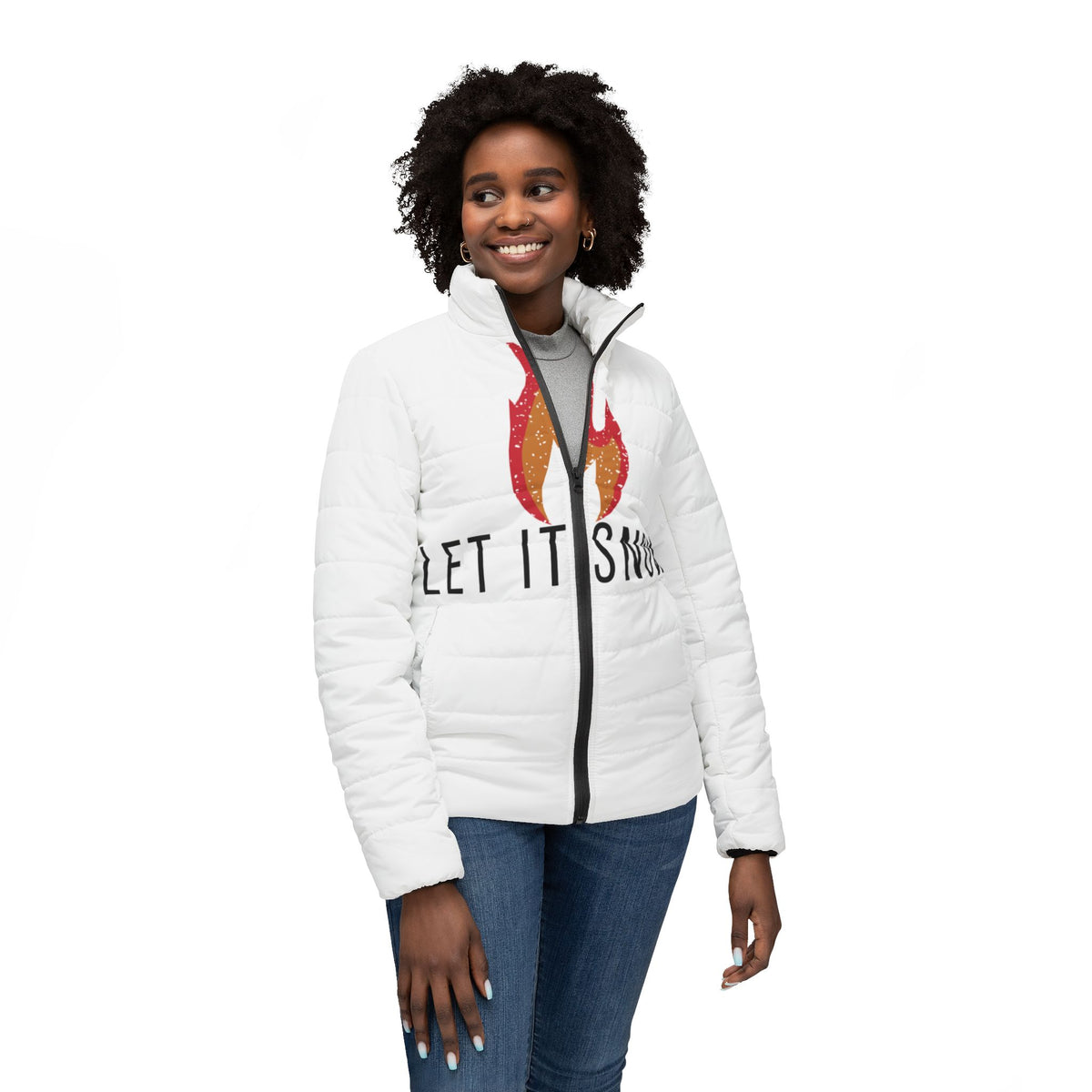 Puffer Jacket - Let It Snow Winter Women's Outerwear Coat