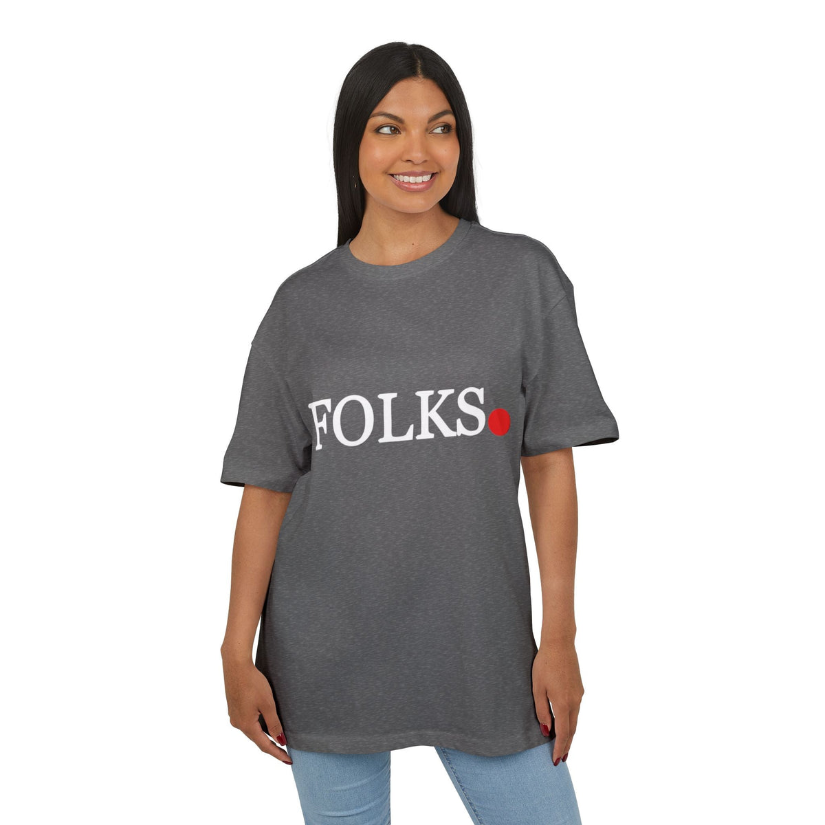 Oversized Tee with Bold Red Dot, Everyday Tee Printify