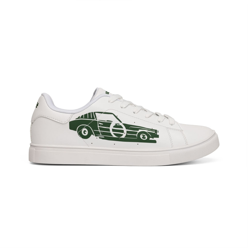 Leather Sneakers — Retro Green Classic Car Low-Top Trainers