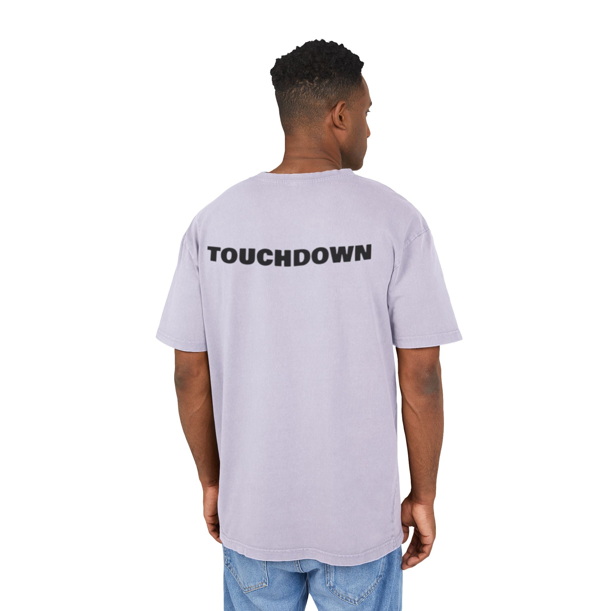 Men's Acid Washed Oversized Tee, Touchdown Graphic Shirt, Casual Style Tee, Gifts for Football Fans, Streetwear Essential