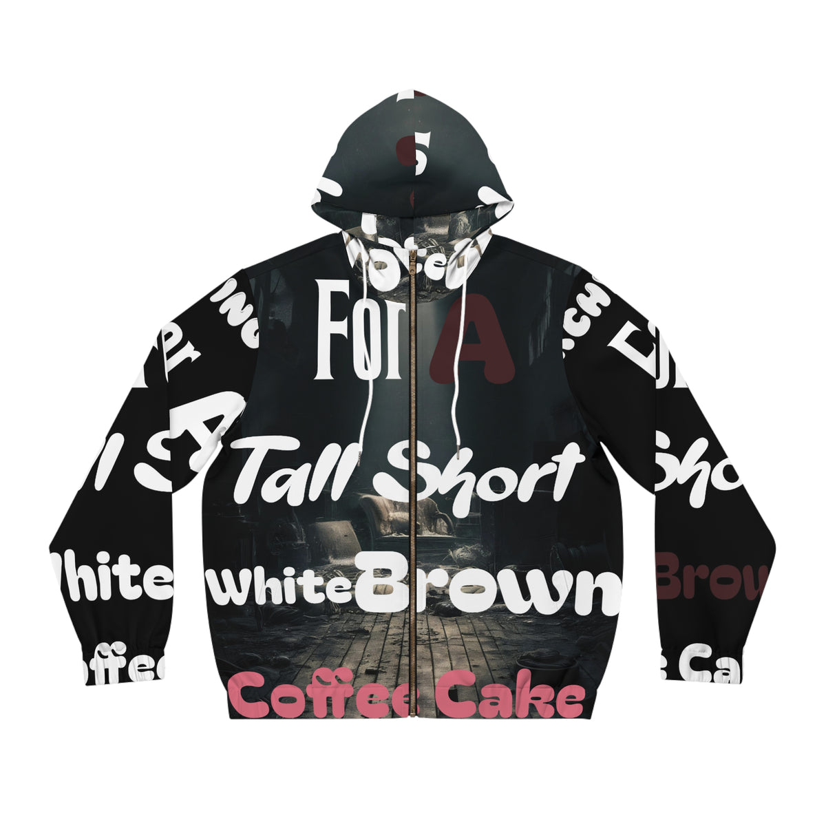 White Brown Coffee Cake Full-Zip Hoodie