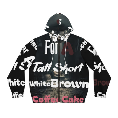 White Brown Coffee Cake Full-Zip Hoodie