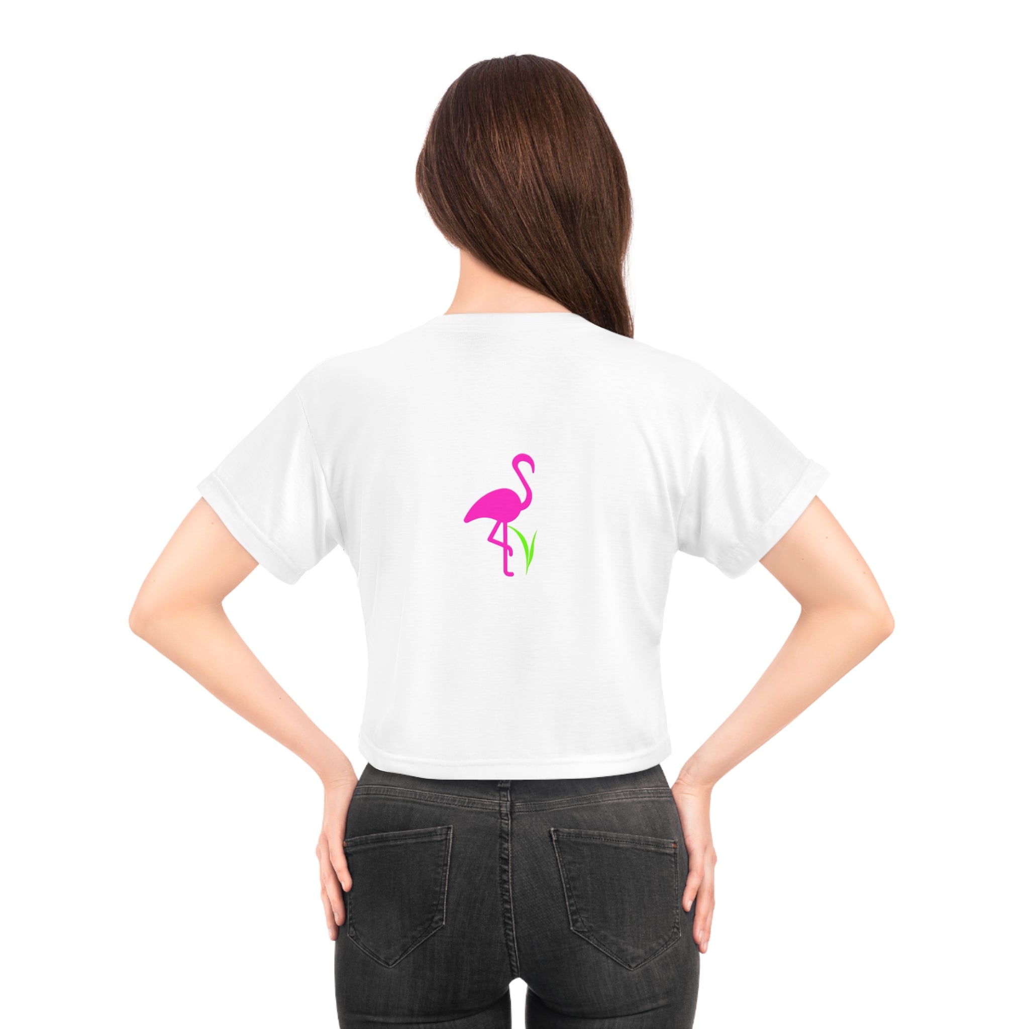 Flamingo Crop Tee, Summer Vibes Top, Cute Beachwear, Vacation Outfit, Casual Streetwear