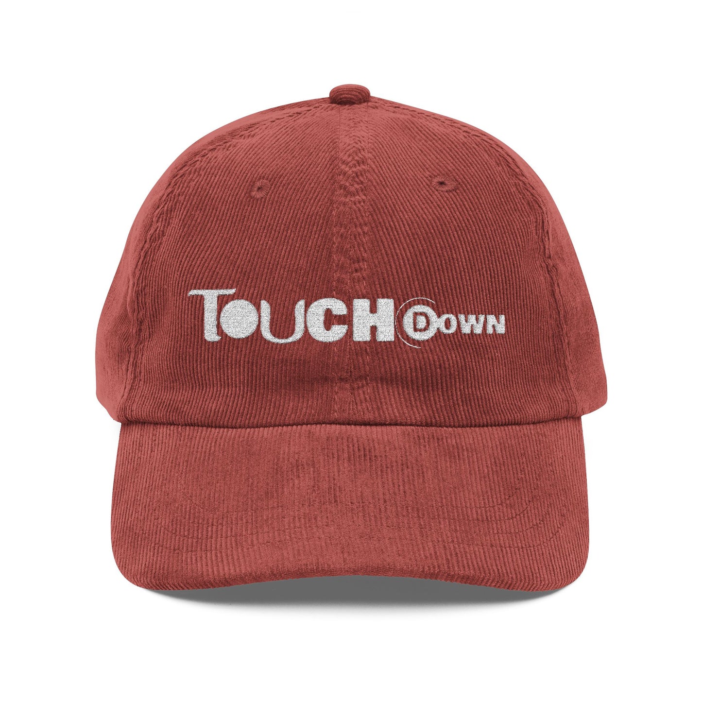 Touchdown Corduroy Cap, Embroidered Sports Hat, Casual Look, Gift for Sports Lovers, Year-round Accessory, Unisex Style