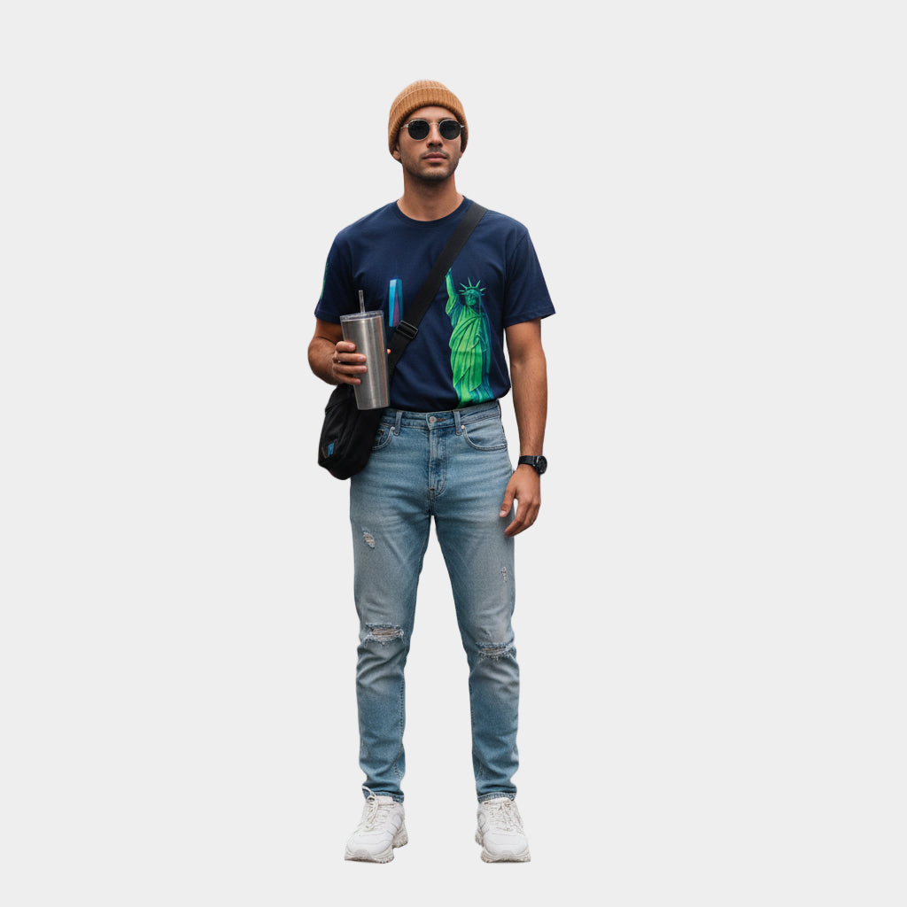 Statue of Liberty Tee, Unisex Heavy Cotton Tee, Graphic T-Shirt, Vintage Style Shirt, Gift for Freedom Lovers, New York Pride Printify