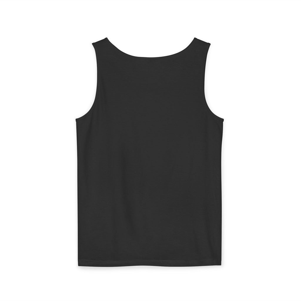 Unisex Garment-Dyed Tank Top - 'Hallo Hello Hate Less' Graphic Tee for Positive Vibes