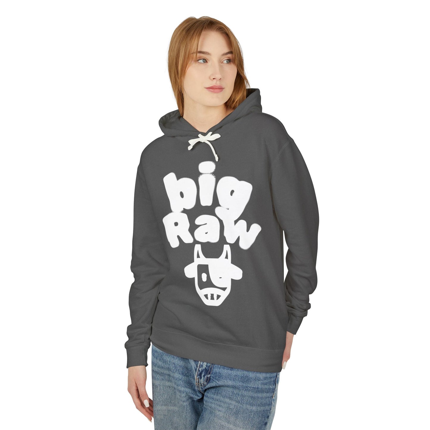 Big Raw Unisex Lightweight Hooded Sweatshirt - Cozy Casual Wear, Perfect for Everyday Use, Gift for Friends, Trendy Hoodie Printify