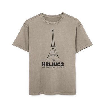 Unisex  Acid Washed Heavy Oversize Tee-With Tower Design