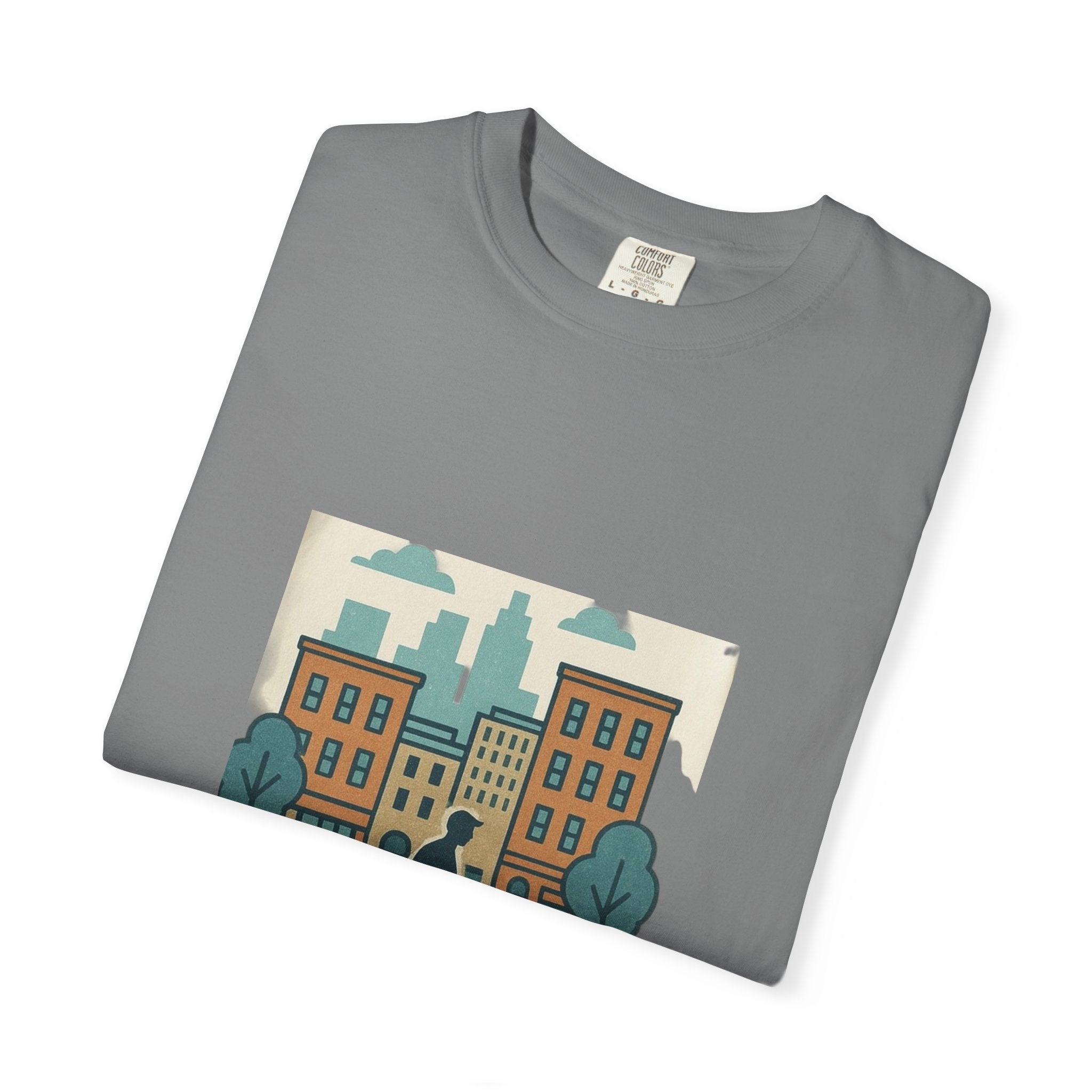 City Walk Unisex Garment-Dyed T-shirt, Urban Streetwear, Casual Fashion, Gift for City Lovers, Travel Enthusiast Apparel Printify
