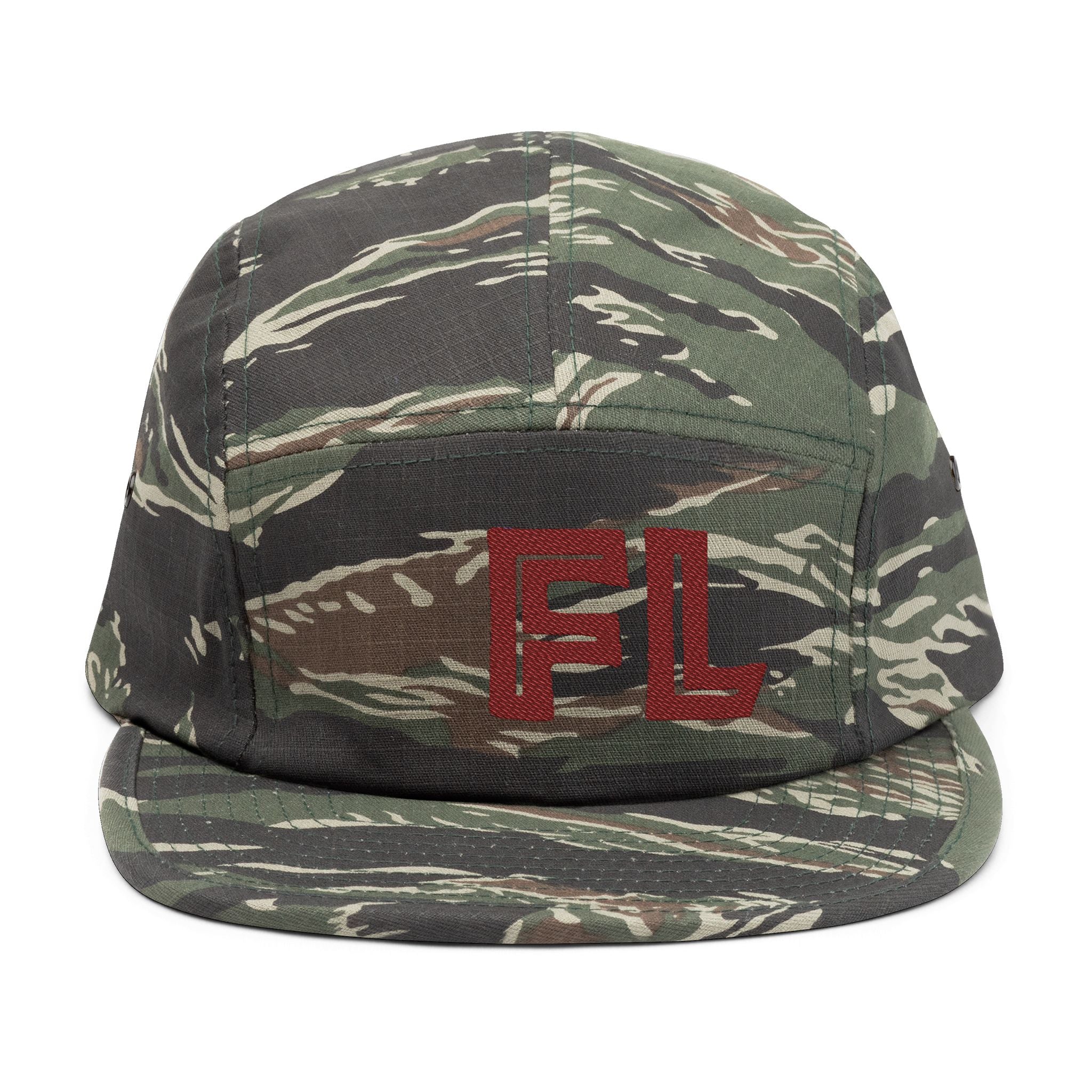 Stylish 5 Panel Cap with FL Embroidery, Casual Hat for Outdoor Adventures, Trendy Gift for Fashion Lovers, Summer Accessory, Unisex Headwear