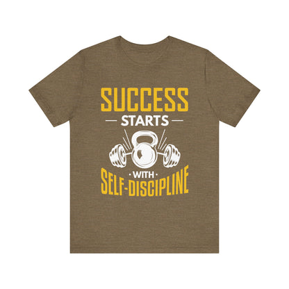 Le succès commence par le tee-shirt unisexe d’autodiscipline 