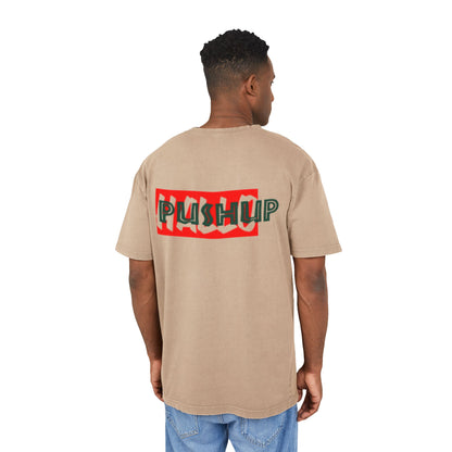 Men's Acid Washed Oversized Tee - Trendy 'Push Up' Graphic Shirt