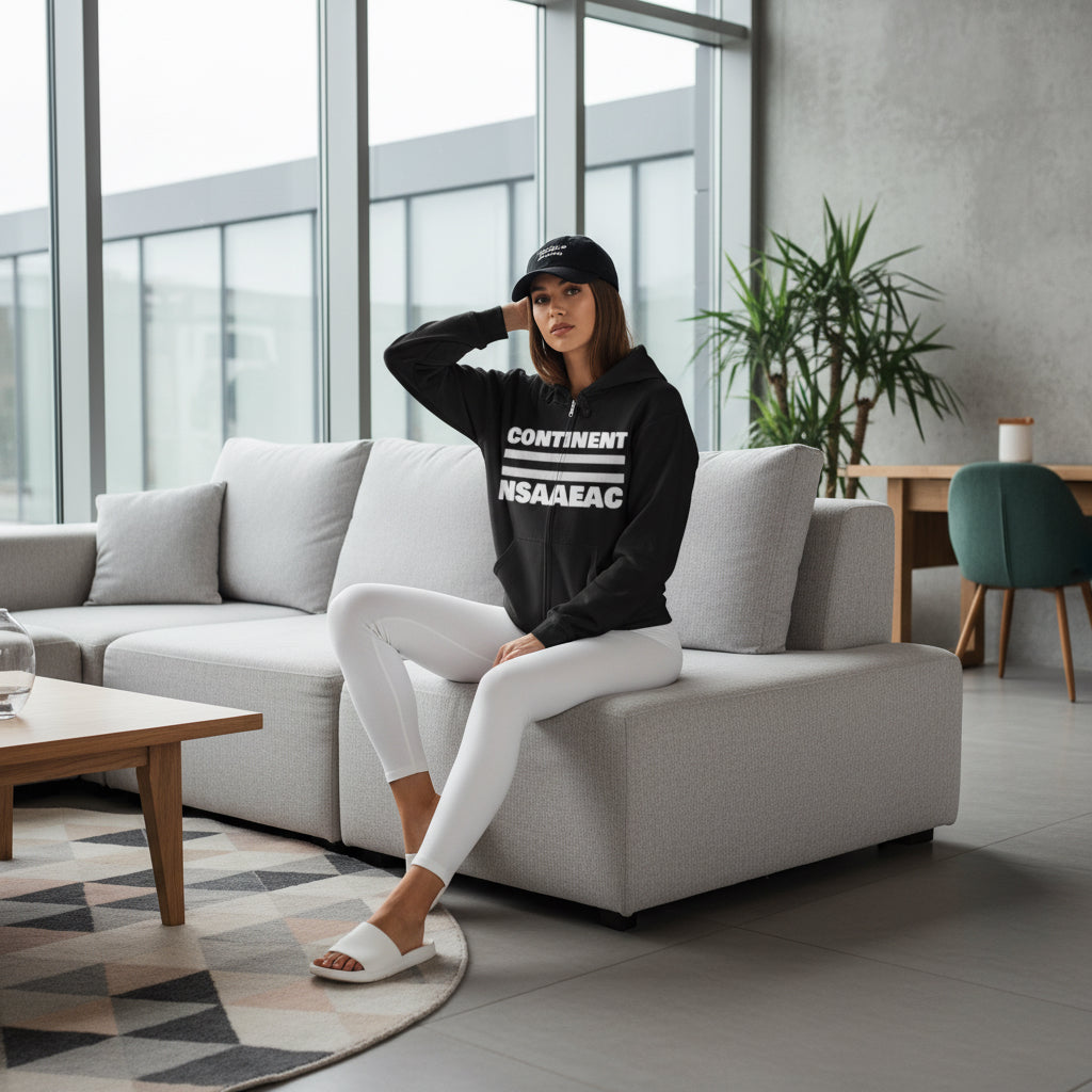 Continents Full Zip Hooded Sweatshirt Printify