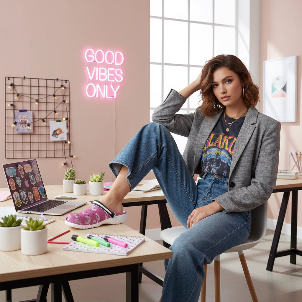 Chic Pink EVA Foam Clogs, Comfortable Slip-On Shoes for Home, Garden, and Office, Cute Lightweight Footwear for Women Printify