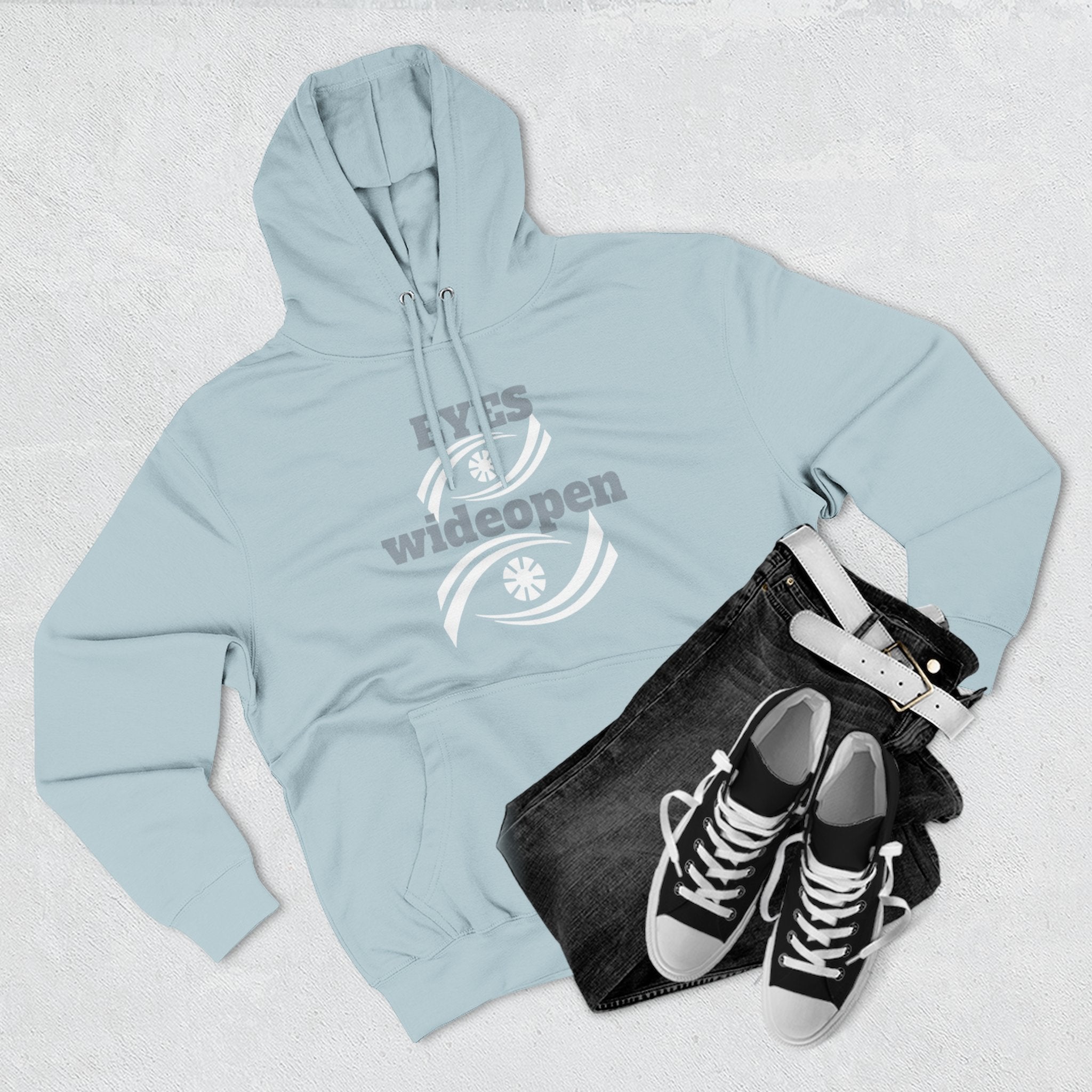 Fleece Hoodie, Cozy Warmth, Casual Style, Perfect for All Seasons, Gift for Friends, EYES wideopen Design