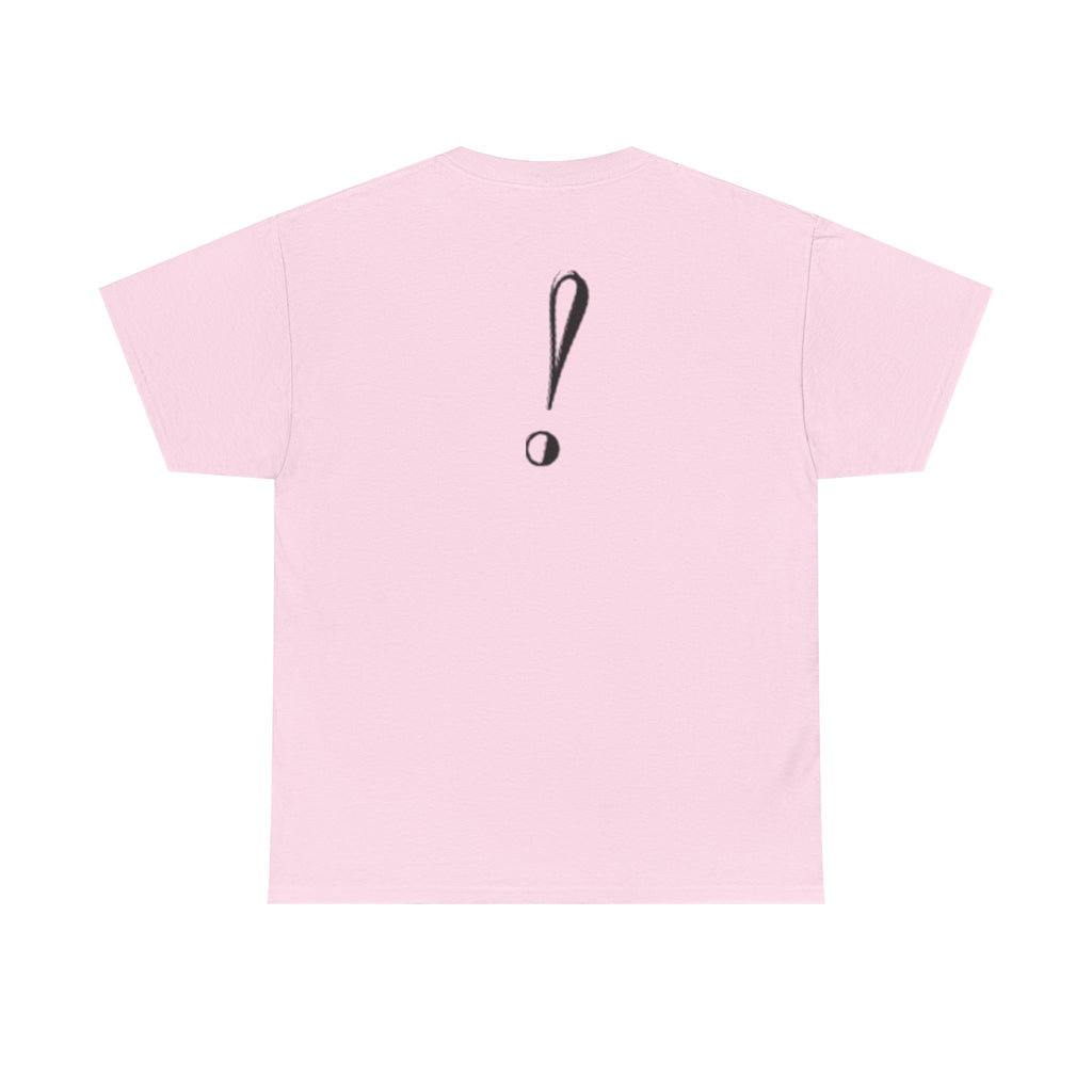 Unisex Heavy Cotton Tee with Bold Exclamation Mark Design - Casual Statement Shirt