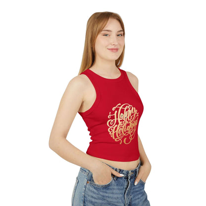 Tank Top Happy Holiday Women's Micro Rib Racer